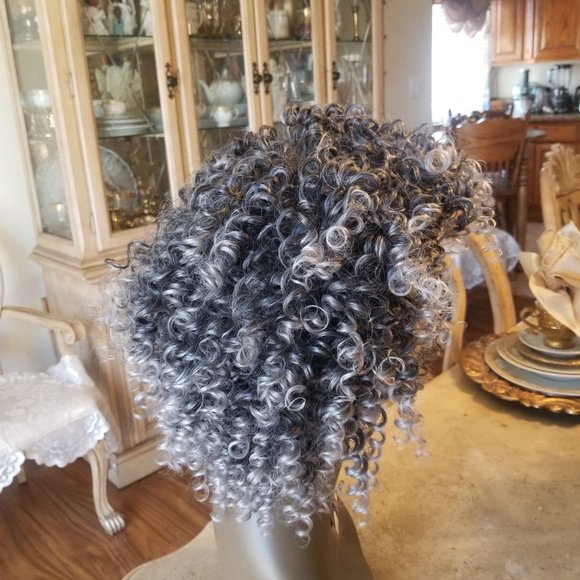 READY to Ship Today- Gray Black Afro Big Curly Full Wig!! main image 12